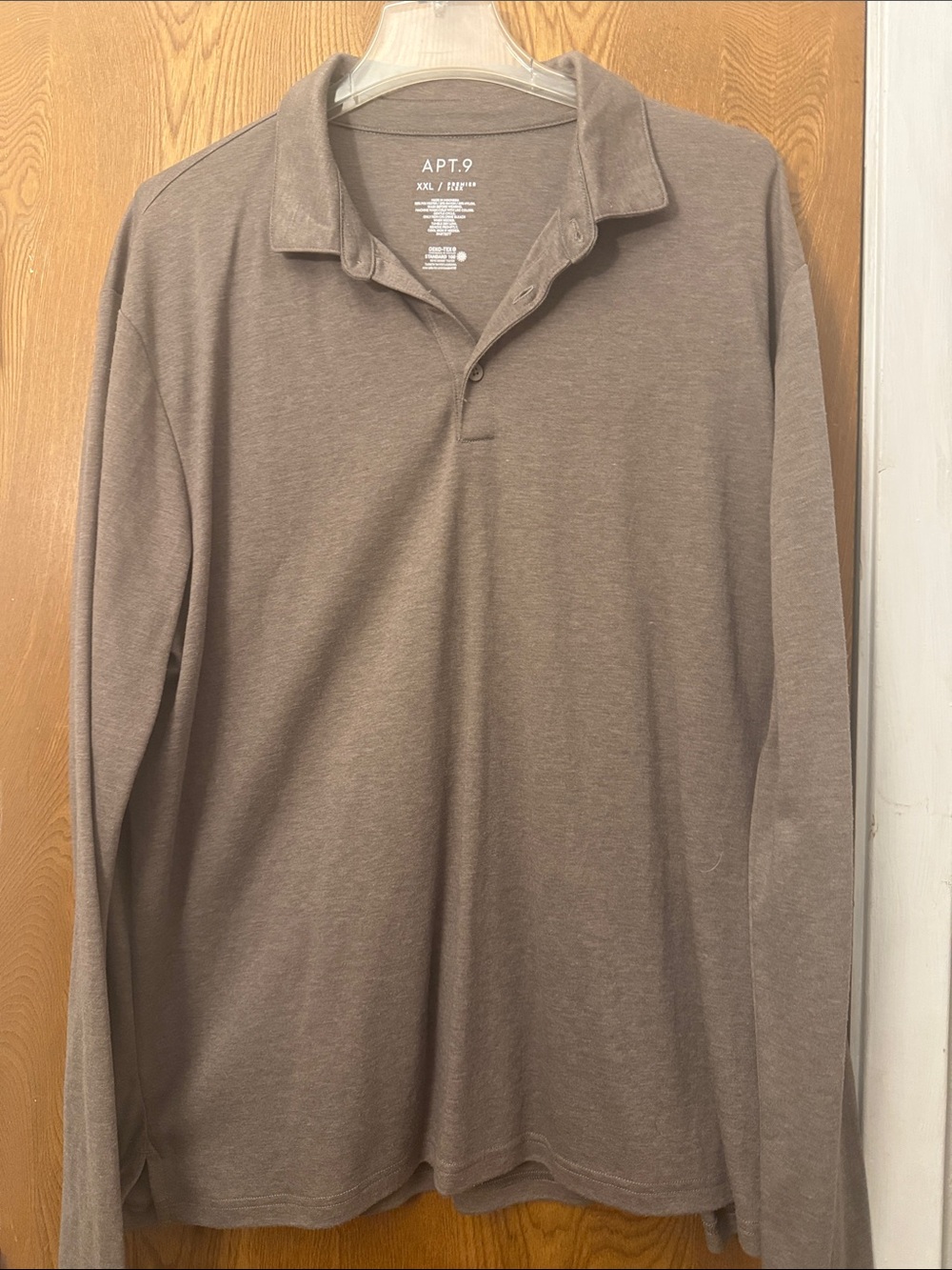 Apt. 9 Men's Long Sleeve Polo in Taupe
